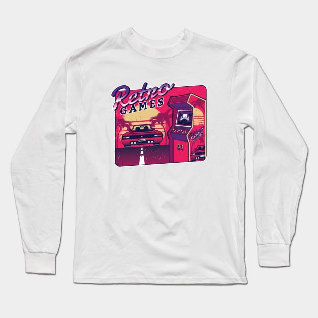 Retro Gaming Arcade Desgin Long Sleeve T-Shirt by LR_Collections